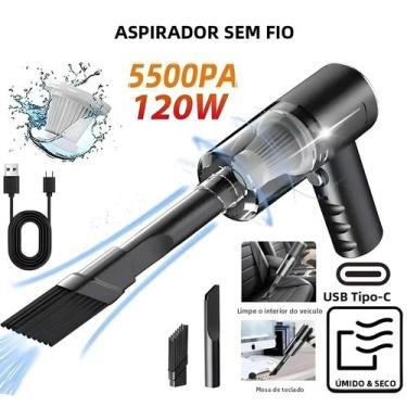 Imagem de Aspirador De Pó Sem Fio De Alta Potência 120W Portátil Recarregável 2 