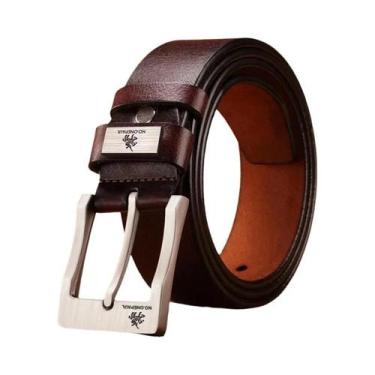 Imagem de Cinto Masculino De Couro De Vaca Luxuoso Vintage Com Fivela De Pino Al