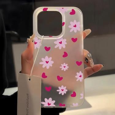 Imagem de Capa de celular fofa em formato de coração para iPhone 16 Pro, iPhone 13, 11, 12, 14, 15 Pro Max Plus, 13, 12 Mini, capa protetora transparente à prova de choque em silicone, transparente JO82, para