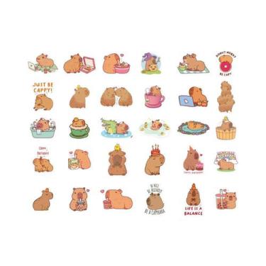Imagem de Adesivos De Animais Fofos Para Crianças 30pcs Capivara Pato Pinguim Pa