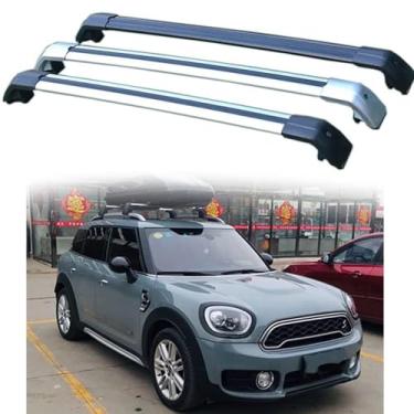 Imagem de Tsinesla Barras de tejadilho de carro barras transversais para MINI Countryman F60 2017-2023 trilhos de teto superiores de liga de alumínio com lacuna para o teto do carro, 2 peças
