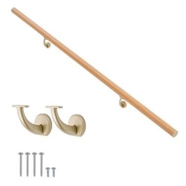 Imagem de Conjunto moderno de corrimão de alumínio de 1,2 m, corrimãos para escadas internas, decks, declive, corrimãos de escada montados na parede, suportes de liga Zink incluídos, sem ferrugem. (grão de