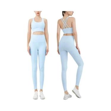 Imagem de Conjunto De Yoga Feminino De Verão 2 Peças: Top Esportivo De Nylon Com