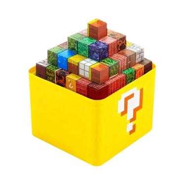 Imagem de Blocos De Construção Magnéticos Estilo Pixel Brinquedo Cubo Com Tampa 