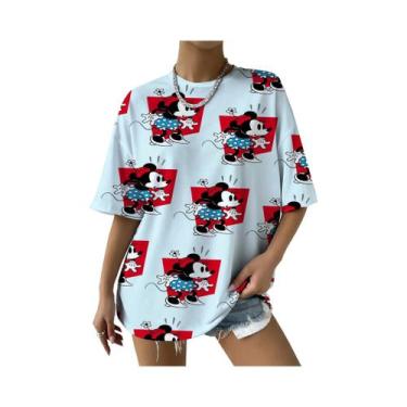 Imagem de Camiseta Feminina Disney Mickey Minnie Mouse Com Estampa De Amor, Moda