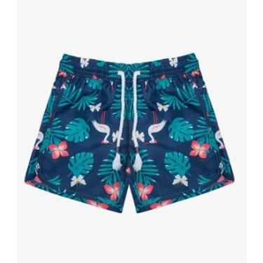Imagem de Shorts Feminina Tactel Estampado Rovitex Kids Azul-Feminino