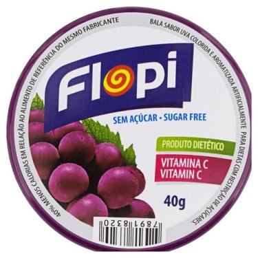 Imagem de Bala de Uva sem Açúcar Flopi 40g