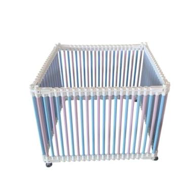 Imagem de Cercado Pet para Cachorros e Gatos Cercadinho Portátil Dobrável Resistente e Seguro Módulos Expansíveis (Branco, Rosa e Azul, 80cm, 4)