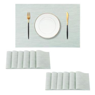 Imagem de Conjunto de 12 cremes Placemats Leetaltree Mint Cream resistentes ao c