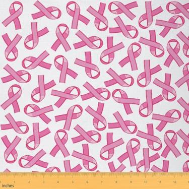Imagem de Feelyou Material de festa de conscientização do câncer de mama por jarda tecido de estofamento fita para costura, artesanato, presentes de sobrevivente de câncer de mama para mulheres, impermeável