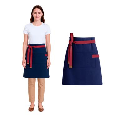 Imagem de Avental Cintura Azul Marinho Vermelho Barista Unissex 10un