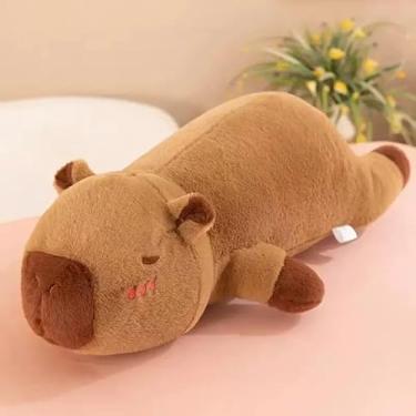 Imagem de Capivara de Dormir Pelucia, Brinquedo de Pelucia Travesseiro Capivara Fofa Deitada, Amigo de Dormir (65cm)