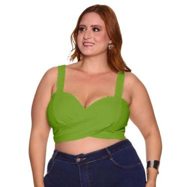 Imagem de Cropped Alfaiataria Transpassado Bengaline Plus Size - Pwlk Fashion, L