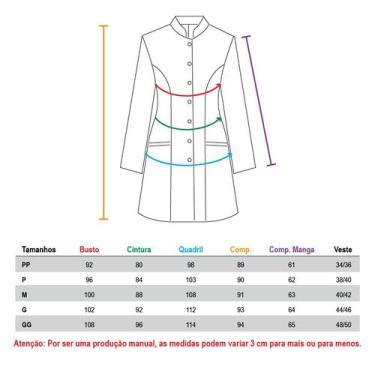 Imagem de Jaleco com Decote Premium Feminino Acinturado - Califórnia Brindes, PP