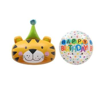 Imagem de Conjunto de chapéu de festa e balão de feliz aniversário Tiger Theme x