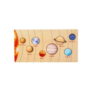 Imagem de Puzzle Toy Wooden 8 planetas e 7 continentes  Aprendizagem precoce - T
