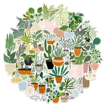 Imagem de Adesivos de plantas e vasos de plantas, 50 unidades para álbum de reco