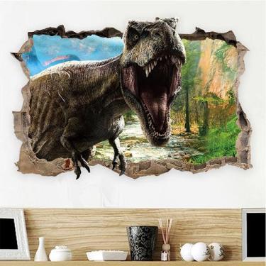 Imagem de Adesivos de parede 3D Dinosaur Roaring T-Rex Broken Wall Effect - yiwe