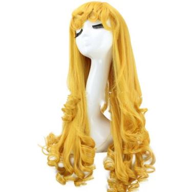 Imagem de Peruca de Cosplay Branca de Neve, Cabelo Sintético Longo Encaracolado 