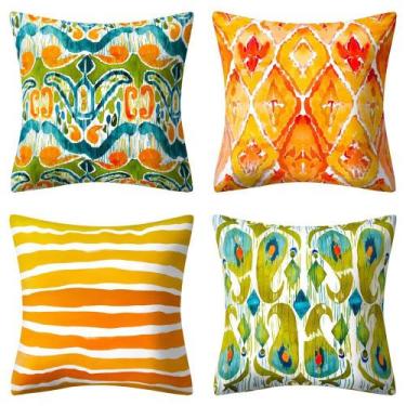Imagem de Conjunto de capas de travesseiro com padrão floral e abstrato colorido