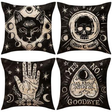 Imagem de Conjunto de fronhas Gothic Halloween Decorative Black Cat x4 - yiweisa