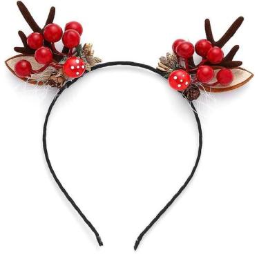 Imagem de Tiara de chifre de Natal, gancho de cabelo de veado, flores - Gloome S