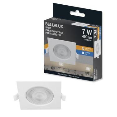 Imagem de 2 spot led quadrado 7w biv 490lm 3000k br - BELLALUX