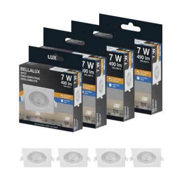 Imagem de 8 spot led quadrado 7w biv 490lm 3000k br - BELLALUX