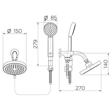 Imagem de Chuveiro Docol Eden 985606 De Parede Com Desviador Cromado