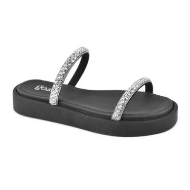 Imagem de Godiva Tamanco Preto Plataforma Strass Estilo -, Preto, 37
