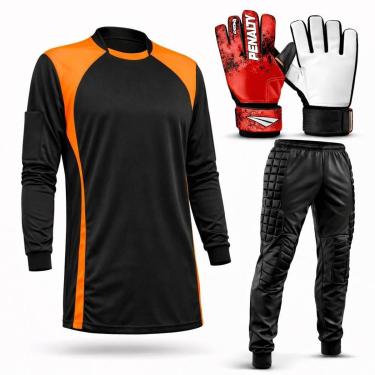 Imagem de Kit Goleiro Juvenil Camisa + Calça Acolchoada + Luva De Goleiro Penalty-Unissex