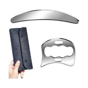 Imagem de Ferramenta De Massagem Gua Sha Em Aço Inoxidável, Raspador Muscular, F