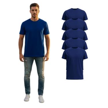 Imagem de Kit Com 5 Camisetas Básica Manga Curta Poliéster Masculina-Masculino