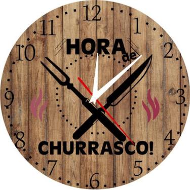 Imagem de Relógio parede churrasco área festa rústico madeira 30cm - Intempo Des