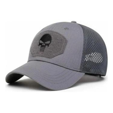 Imagem de Boné Trucker Caveira Aba Curva Bordado Punisher Ajustável Luke Sports 