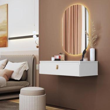 Imagem de Aparador Suspenso Diana Com Gaveta E Puxador De Courino Hall Entrada Branco