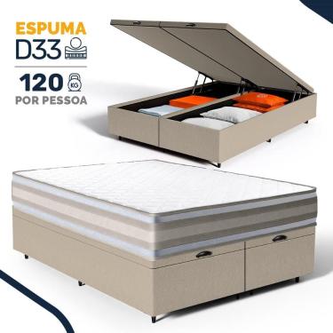 Imagem de Cama Box Baú com Colchão de Espuma D33 Double Face Territory Hellen Queen 158cm