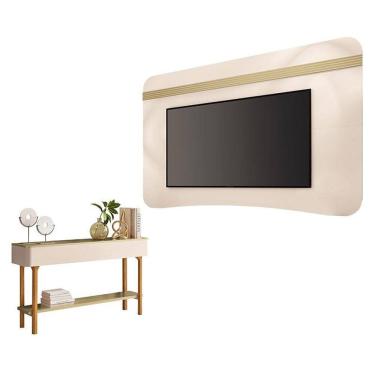 Imagem de Painel Suspenso Armony Off White Champanhe com Aparador Fiero Off White Champanhe - HB Móveis