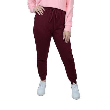 Imagem de Calça Feminina Olho Fatal Moletom Jogger Bordô - 601294-Feminino