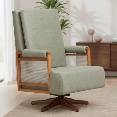 Imagem de Poltrona de Amamentação Com Balanço Giratória Líria D02 Bouclê Verde Oliva C-199 - Lyam...