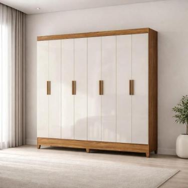 Imagem de Guarda-Roupa Marajo Casal 8 Portas 2 Gavetas Moval, FREIJO/OFF WHITE