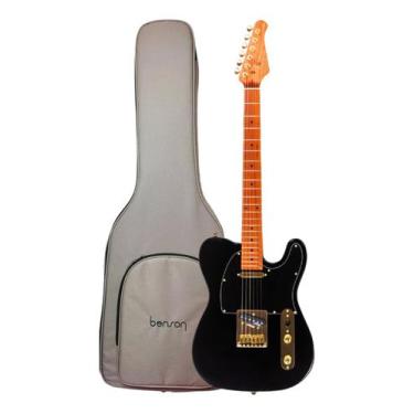 Imagem de Guitarra benson - hardy t 904 - telecaster - black / gold com capa