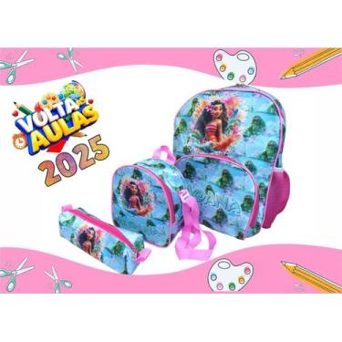 Imagem de KIt mochila escolar 3 peças - sem marca, Moana azul tifani