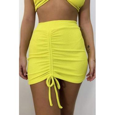 Imagem de Saia franzir amarelo portela - Silvia Schaefer, P