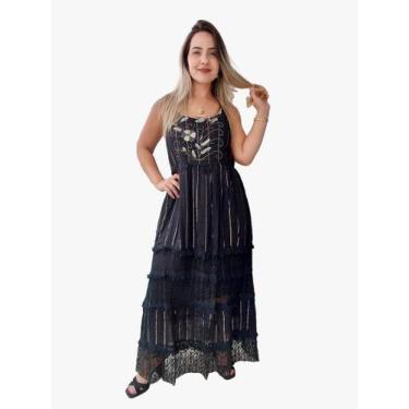 Imagem de Vestido Longo Indiano Lurex Linha Luxo Boho Chic c/ Forro-cod.15 - Ale