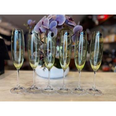Imagem de Jogo 6 taças cristal 250ml champanhe bojo verde bohemia