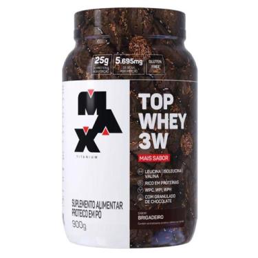 Imagem de Top Whey Protein 3w 900g Pote Isolado Conc Hid Max Titanium, Brigadeir