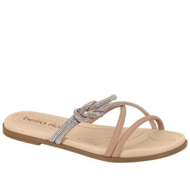Imagem de Tamanco Feminino Flat Conforto Brilho Beira Rio 8507.112, Nude, 36
