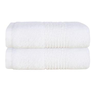 Imagem de Kit 2 Toalhas de Rosto Trama 50X80CM Felpa 100% Algodão 500g-m2 Alta Absorção Branco Altenburg