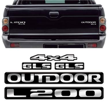 Imagem de Kit Adesivo Decorativo Traseiro L200 Outdoor GLS 4x4 Mitsubishi Vinil Brilho Resinado Teu Adesivo